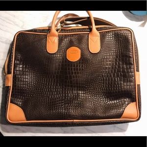 BRIC'S SAFARI Croc Embossed Leather Laptop Bag